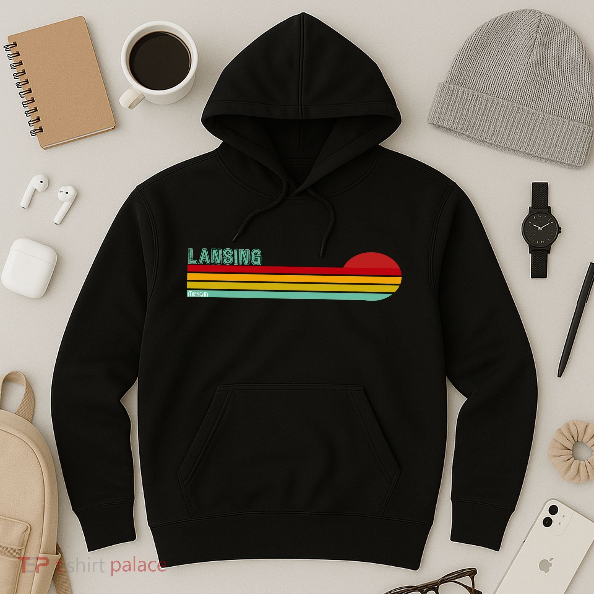 Lansing Michigan Retro Hoodie