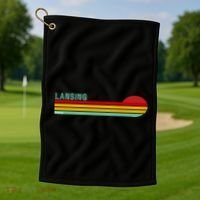 Lansing Michigan Retro Golf Towel thumb 1