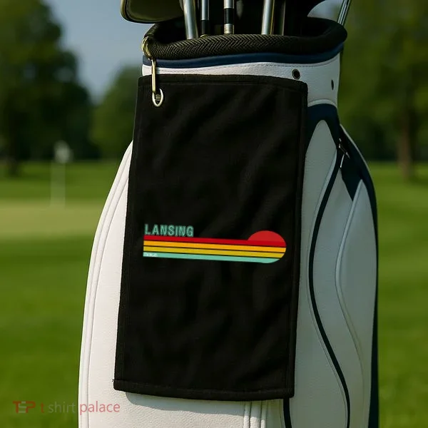 Lansing Michigan Retro Golf Towel