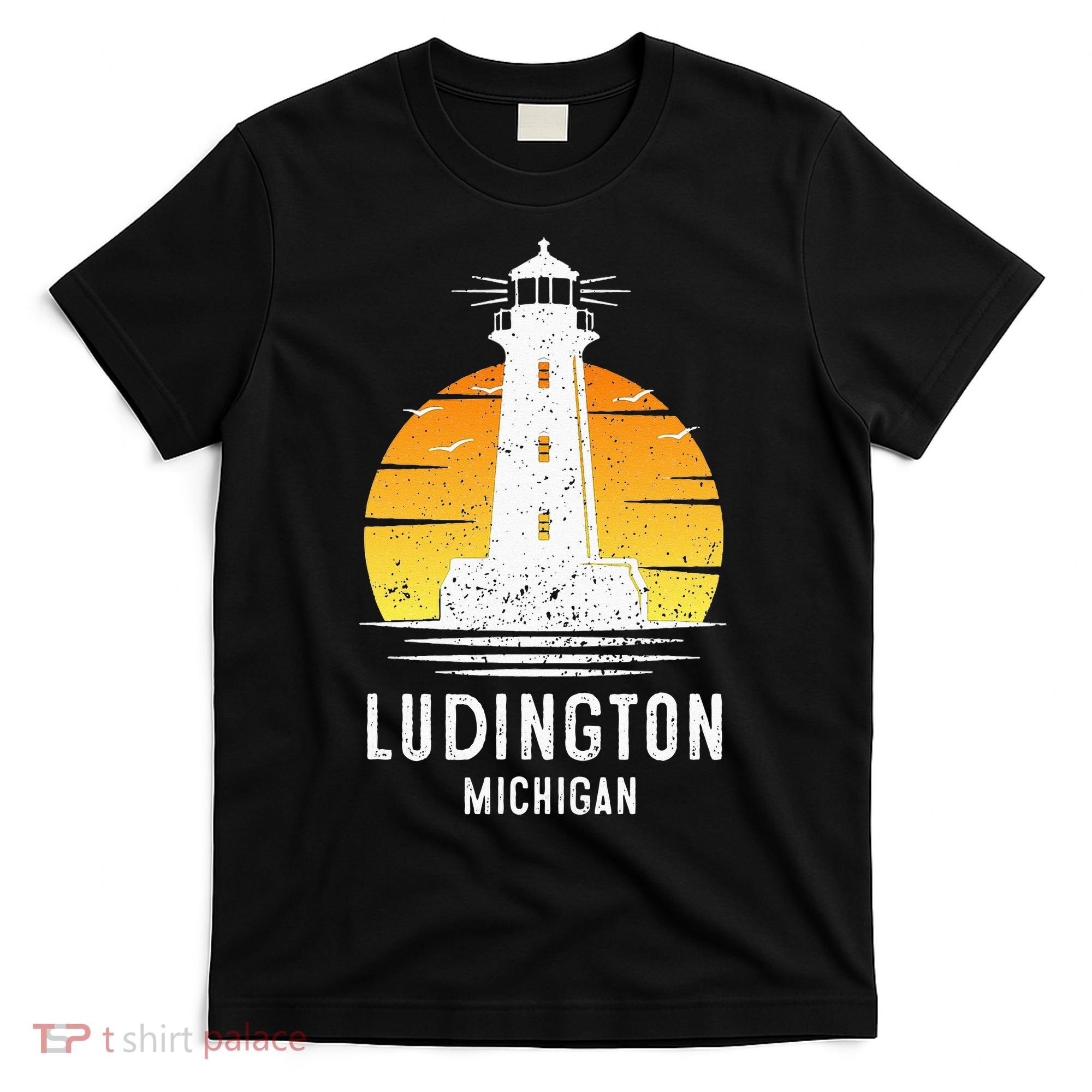 Ludington Michigan Retro Vintage Lighthouse Idea Gifts T-Shirt