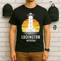 Ludington Michigan Retro Vintage Lighthouse Idea Gifts T-Shirt thumb 6