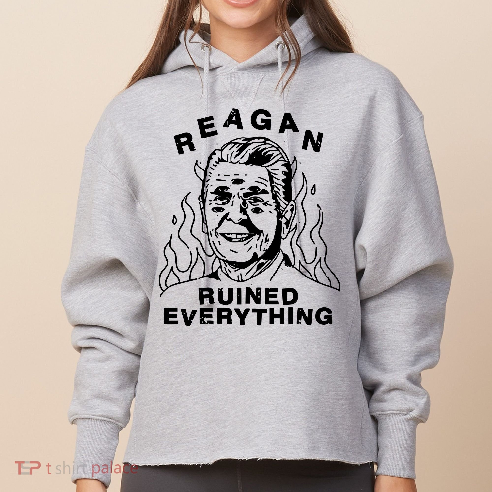 Leeja Miller Reagan Ruined Everything Ladies Heavyweight Boxy Pullover Hoodie