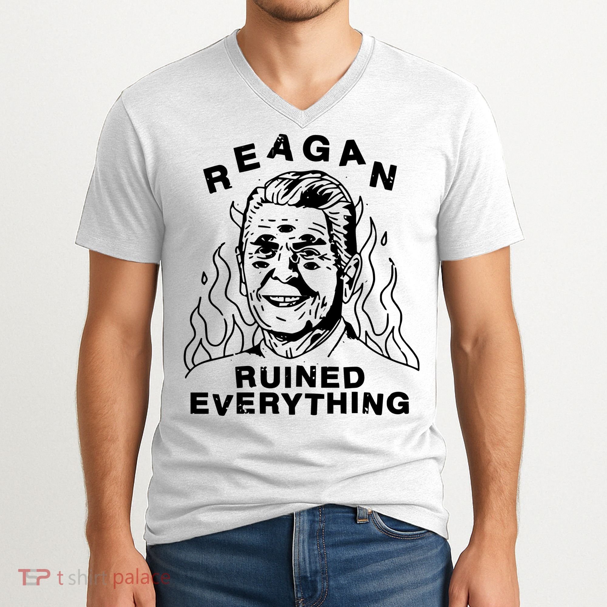 Leeja Miller Reagan Ruined Everything V-Neck T-Shirt