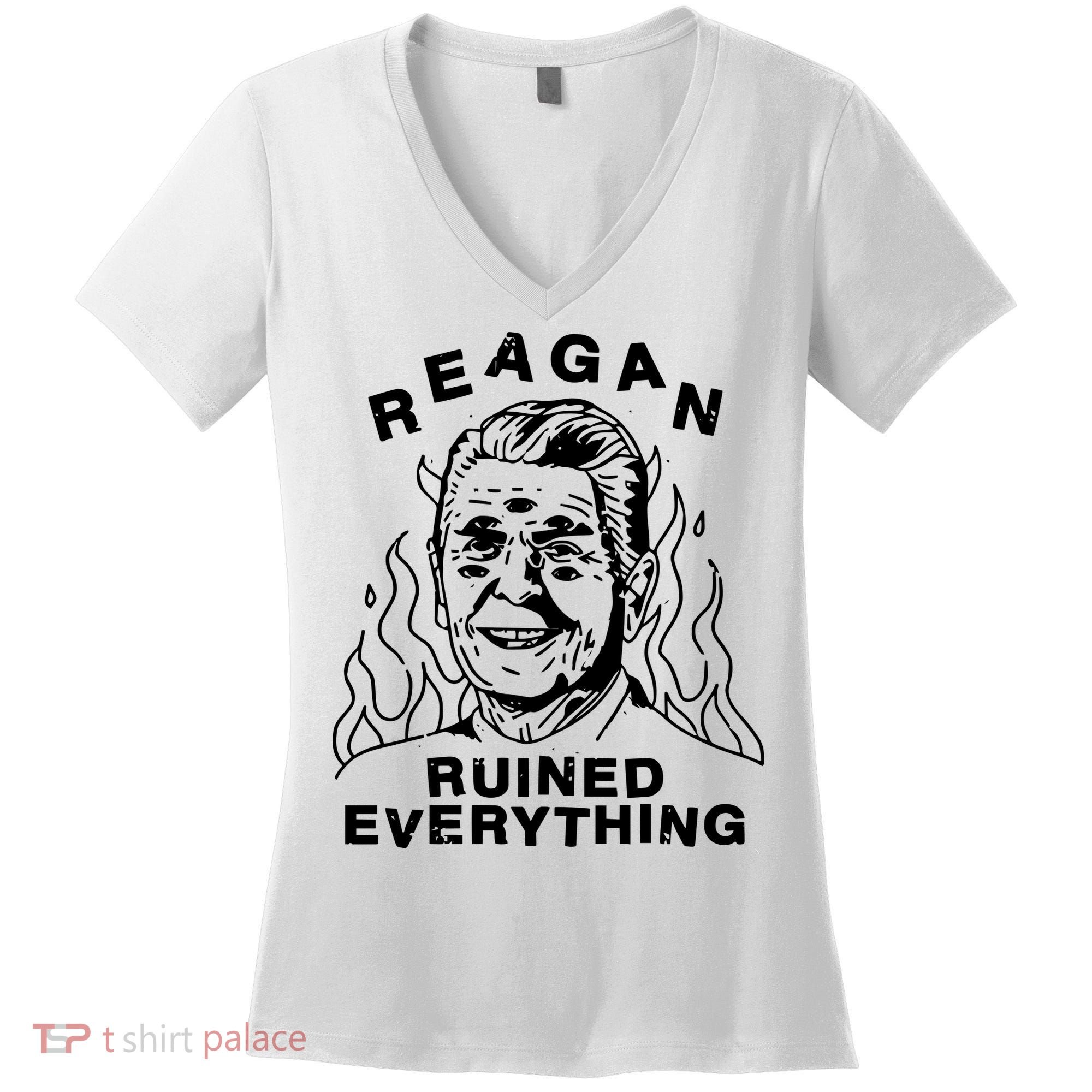 Leeja Miller Reagan Ruined Everything Women's V-Neck T-Shirt