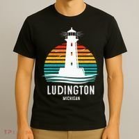 Ludington Michigan Retro Vintage Lighthouse Idea T-Shirt thumb 3