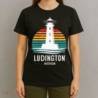 Ludington Michigan Retro Vintage Lighthouse Idea T-Shirt thumb 4