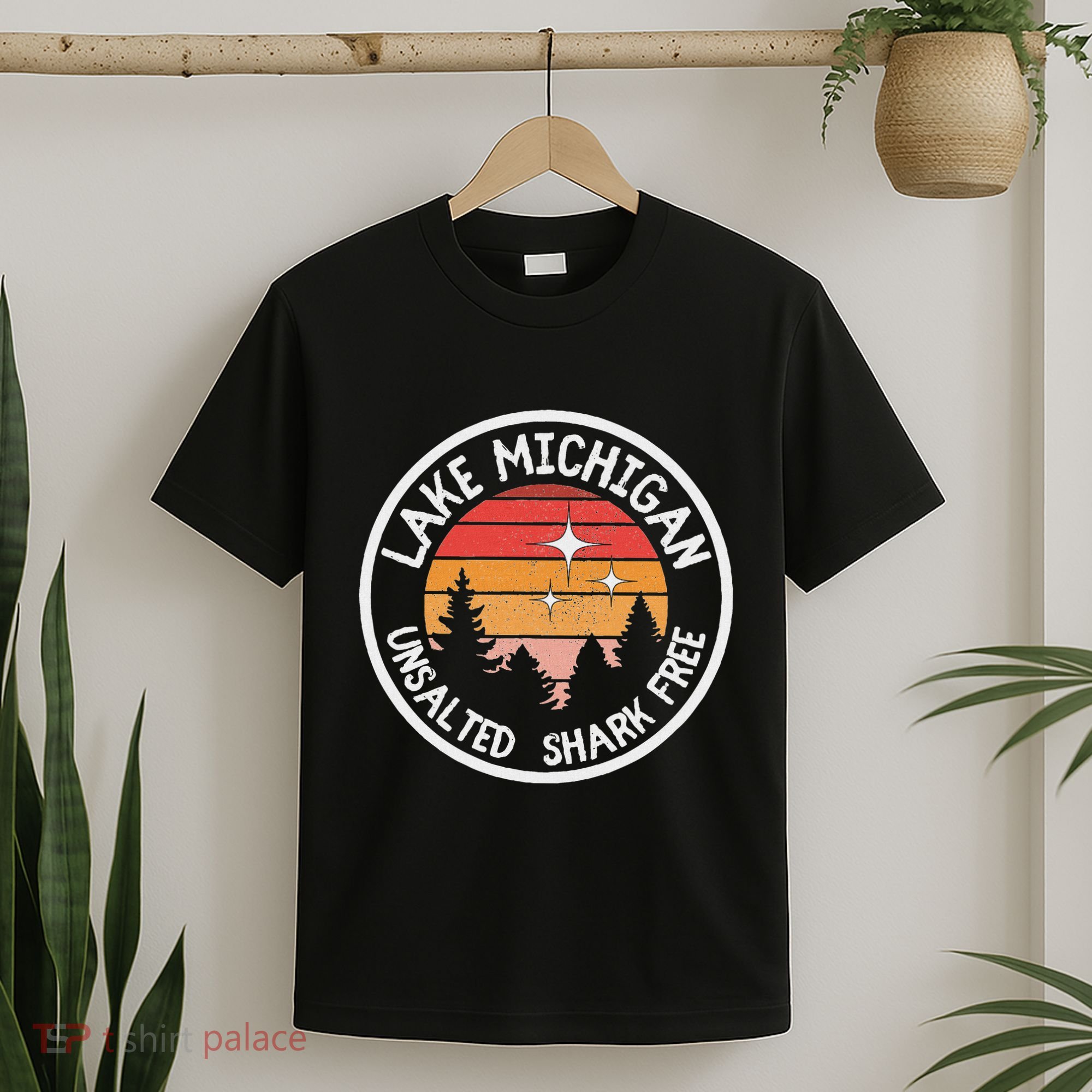 Lake Michigan Retro Unsalted Shark Free Lake Mi Vacation T-Shirt