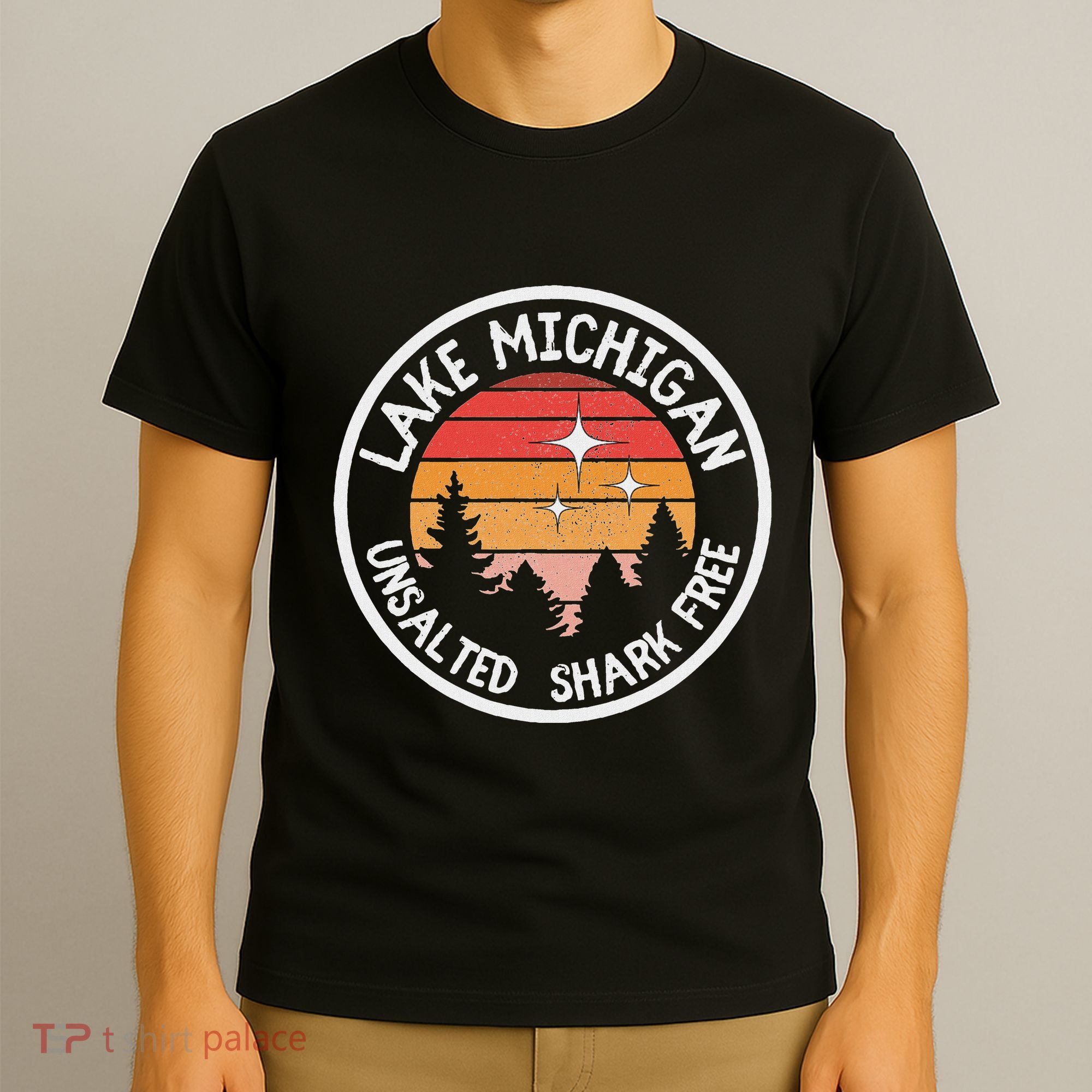 Lake Michigan Retro Unsalted Shark Free Lake Mi Vacation T-Shirt