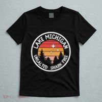 Lake Michigan Retro Unsalted Shark Free Lake Mi Vacation T-Shirt thumb 5