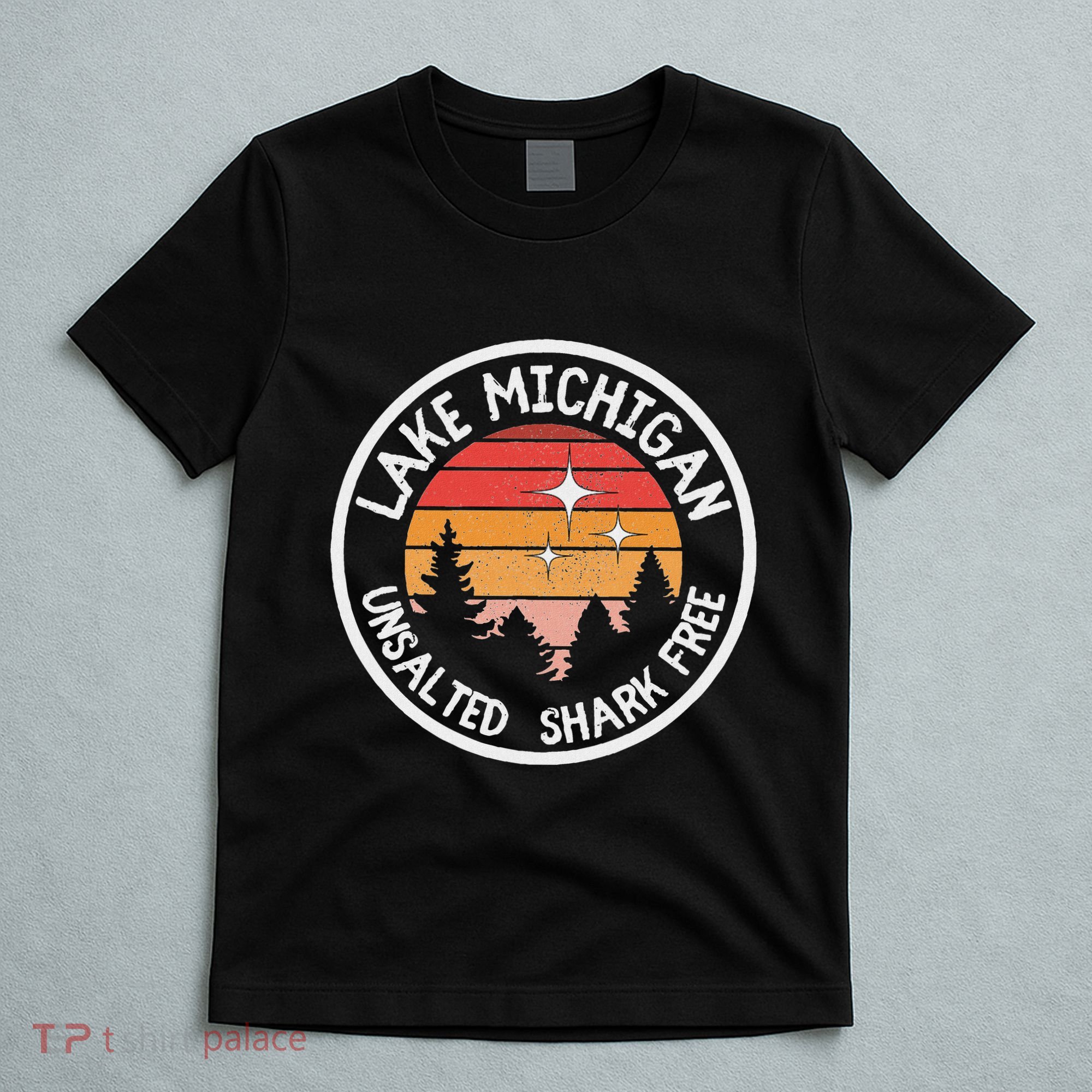 Lake Michigan Retro Unsalted Shark Free Lake Mi Vacation T-Shirt