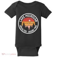 Lake Michigan Retro Unsalted Shark Free Lake Mi Vacation Baby Bodysuit thumb 0