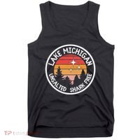 Lake Michigan Retro Unsalted Shark Free Lake Mi Vacation Tank Top thumb 0