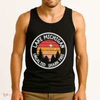Lake Michigan Retro Unsalted Shark Free Lake Mi Vacation Tank Top thumb 3