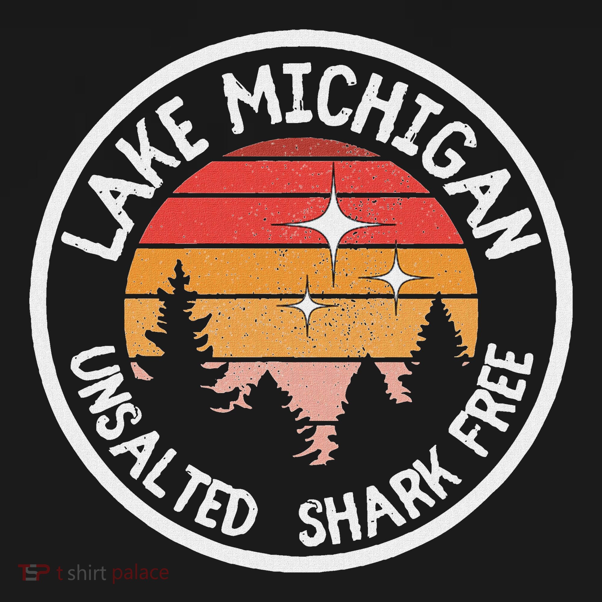 Lake Michigan Retro Unsalted Shark Free Lake Mi Vacation Tank Top