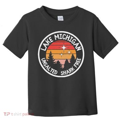 Lake Michigan Retro Unsalted Shark Free Lake Mi Vacation Toddler T-Shirt