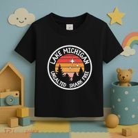 Lake Michigan Retro Unsalted Shark Free Lake Mi Vacation Toddler T-Shirt thumb 3