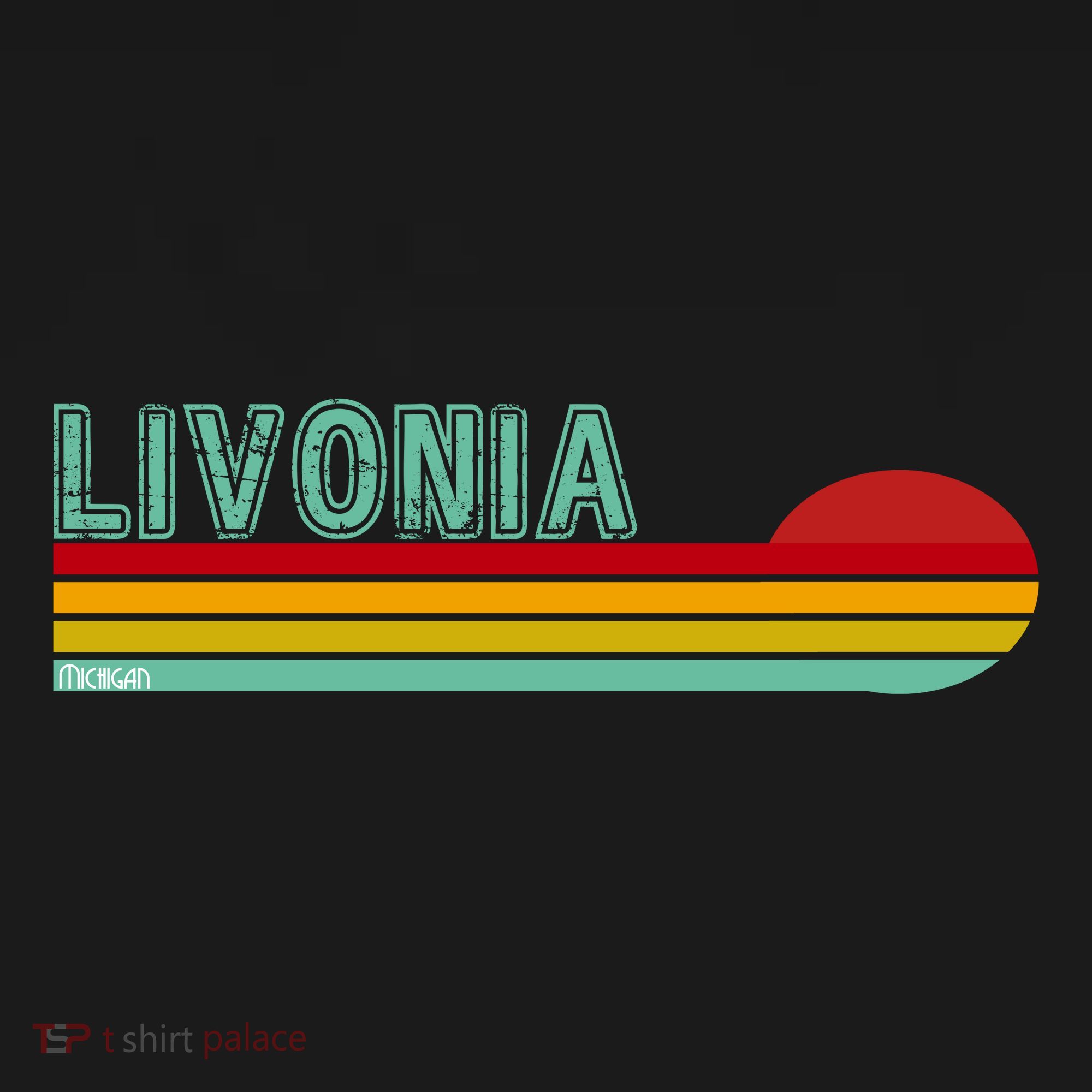 Livonia Michigan Retro Sunset Logo Coaster
