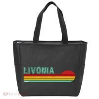 Livonia Michigan Retro Sunset Logo Tote Bag thumb 0