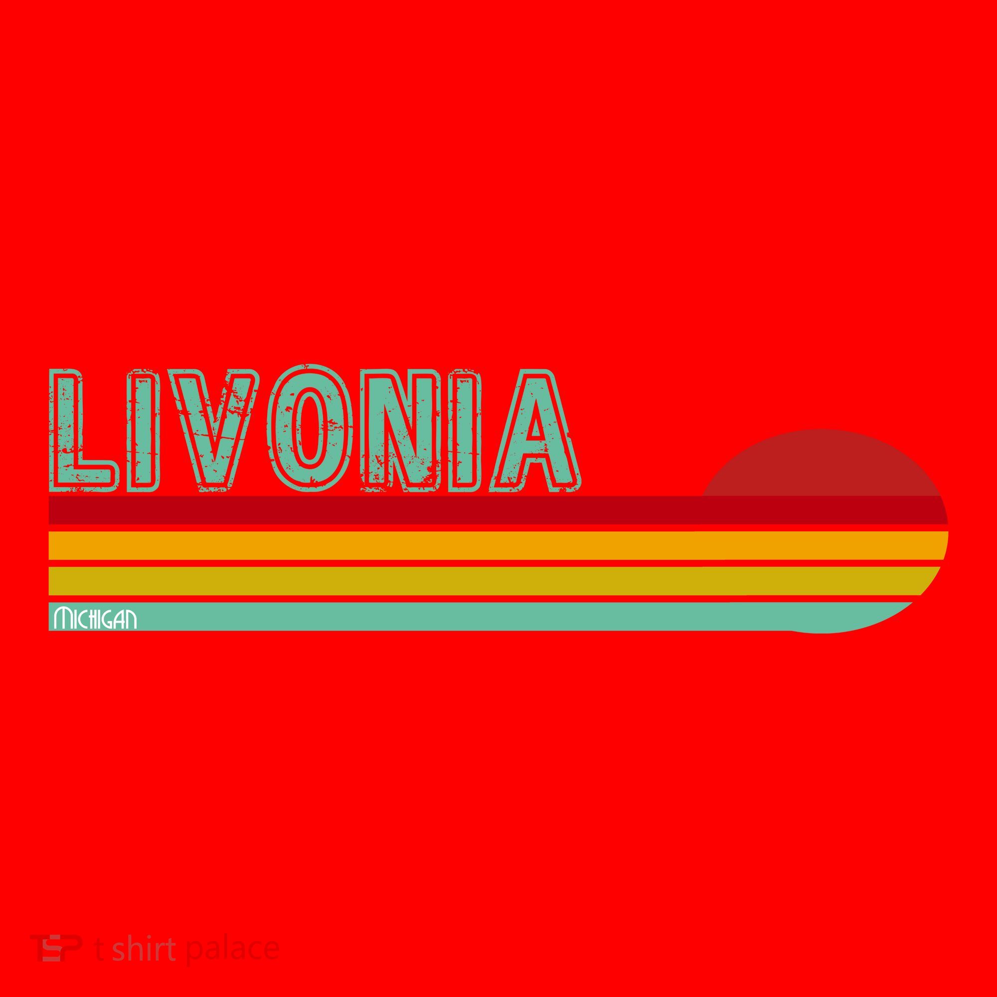 Livonia Michigan Retro Sunset Logo Santa Hat