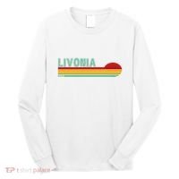 Livonia Michigan Retro Sunset Logo Long Sleeve Shirt thumb 0