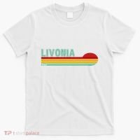 Livonia Michigan Retro Sunset Logo T-Shirt thumb 0