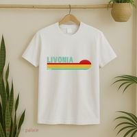 Livonia Michigan Retro Sunset Logo T-Shirt thumb 2