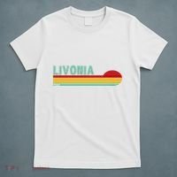Livonia Michigan Retro Sunset Logo T-Shirt thumb 5