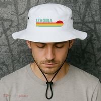 Livonia Michigan Retro Sunset Logo Bucket Hat thumb 2