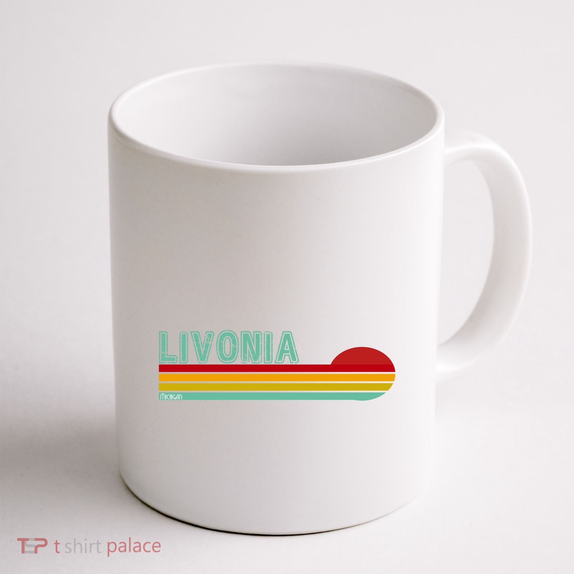 Livonia Michigan Retro Sunset Logo Coffee Mug