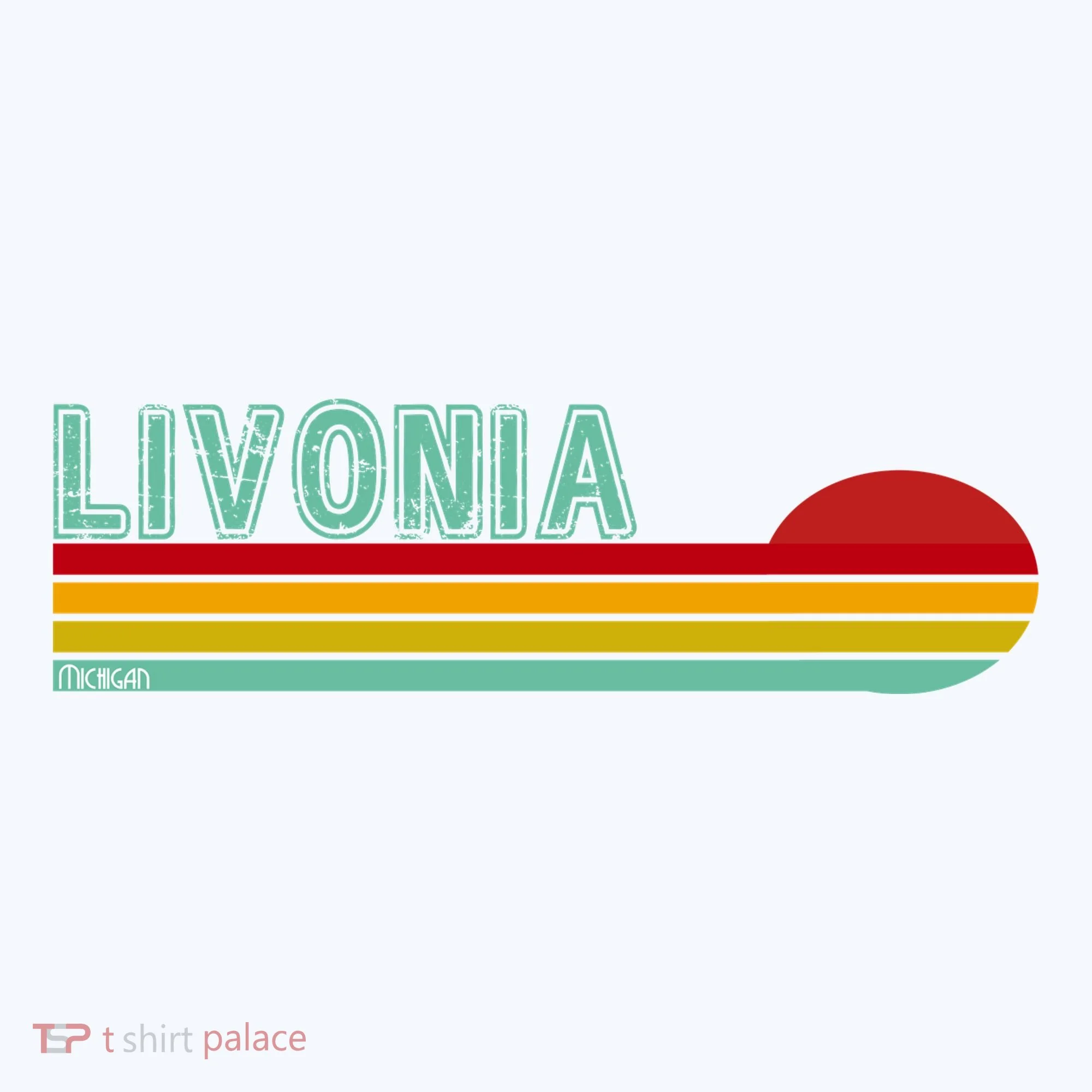 Livonia Michigan Retro Sunset Logo Ornament