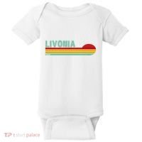 Livonia Michigan Retro Sunset Logo Baby Bodysuit thumb 0