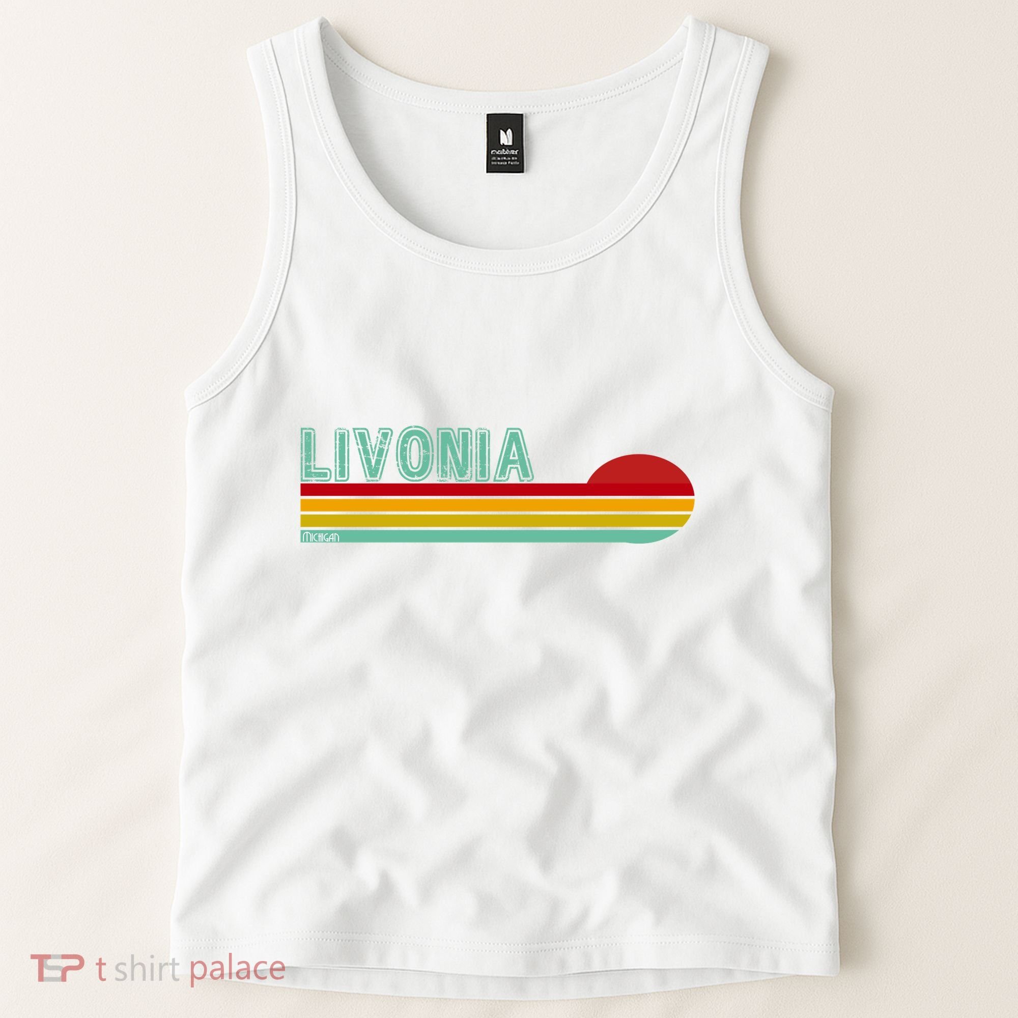 Livonia Michigan Retro Sunset Logo Tank Top