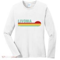 Livonia Michigan Retro Sunset Logo Women's Long Sleeve Shirt thumb 0