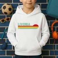 Livonia Michigan Retro Sunset Logo Kids Hoodie thumb 2