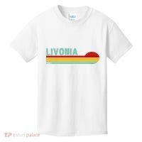 Livonia Michigan Retro Sunset Logo Kids T-Shirt thumb 0