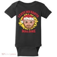 Leave My Santa Malone Funny Christmas Baby Bodysuit thumb 0