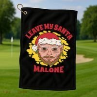 Leave My Santa Malone Funny Christmas Golf Towel thumb 1