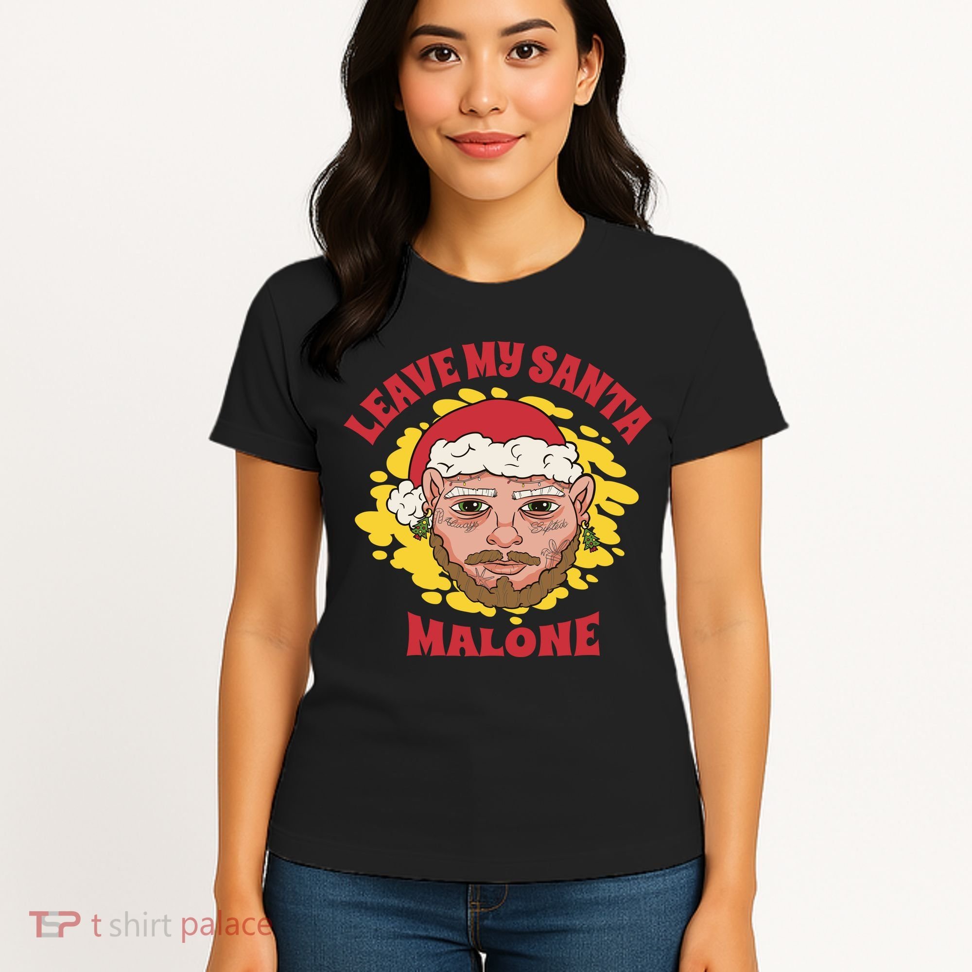 Leave My Santa Malone Funny Christmas Women's T-Shirt