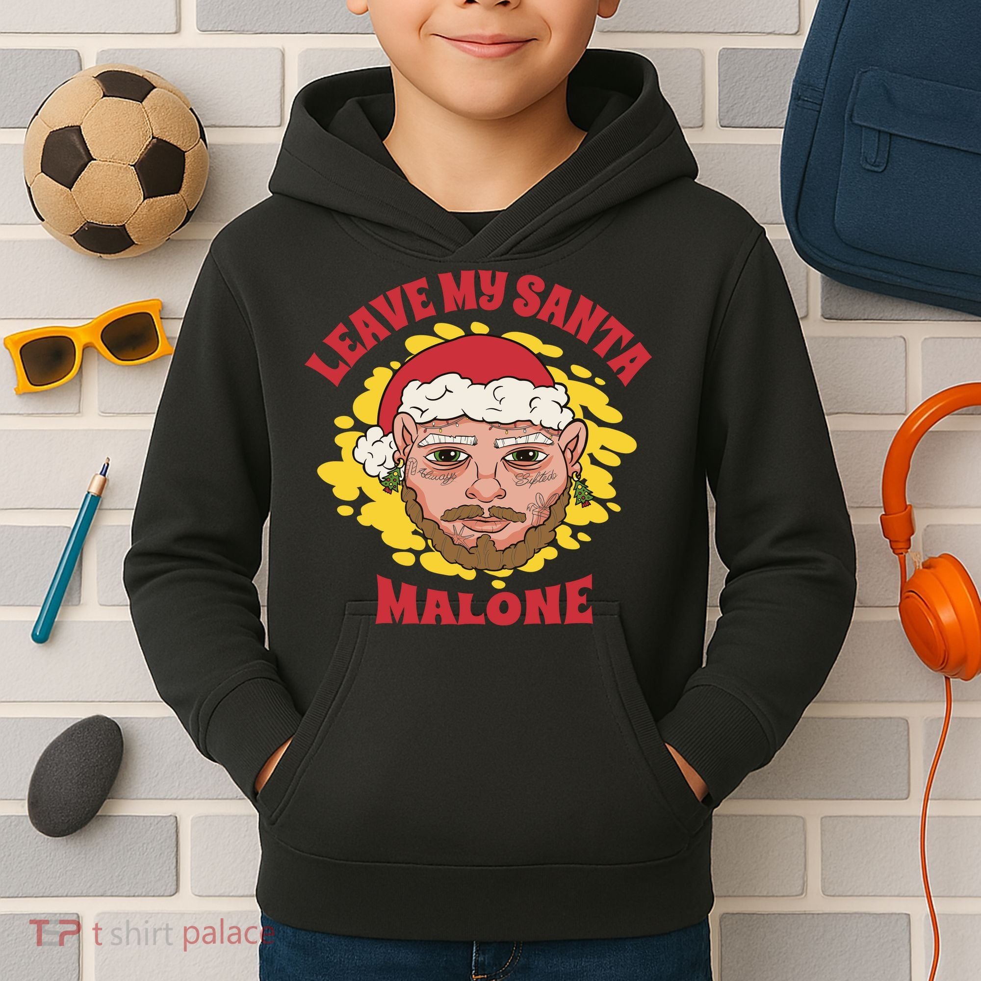 Leave My Santa Malone Funny Christmas Kids Hoodie
