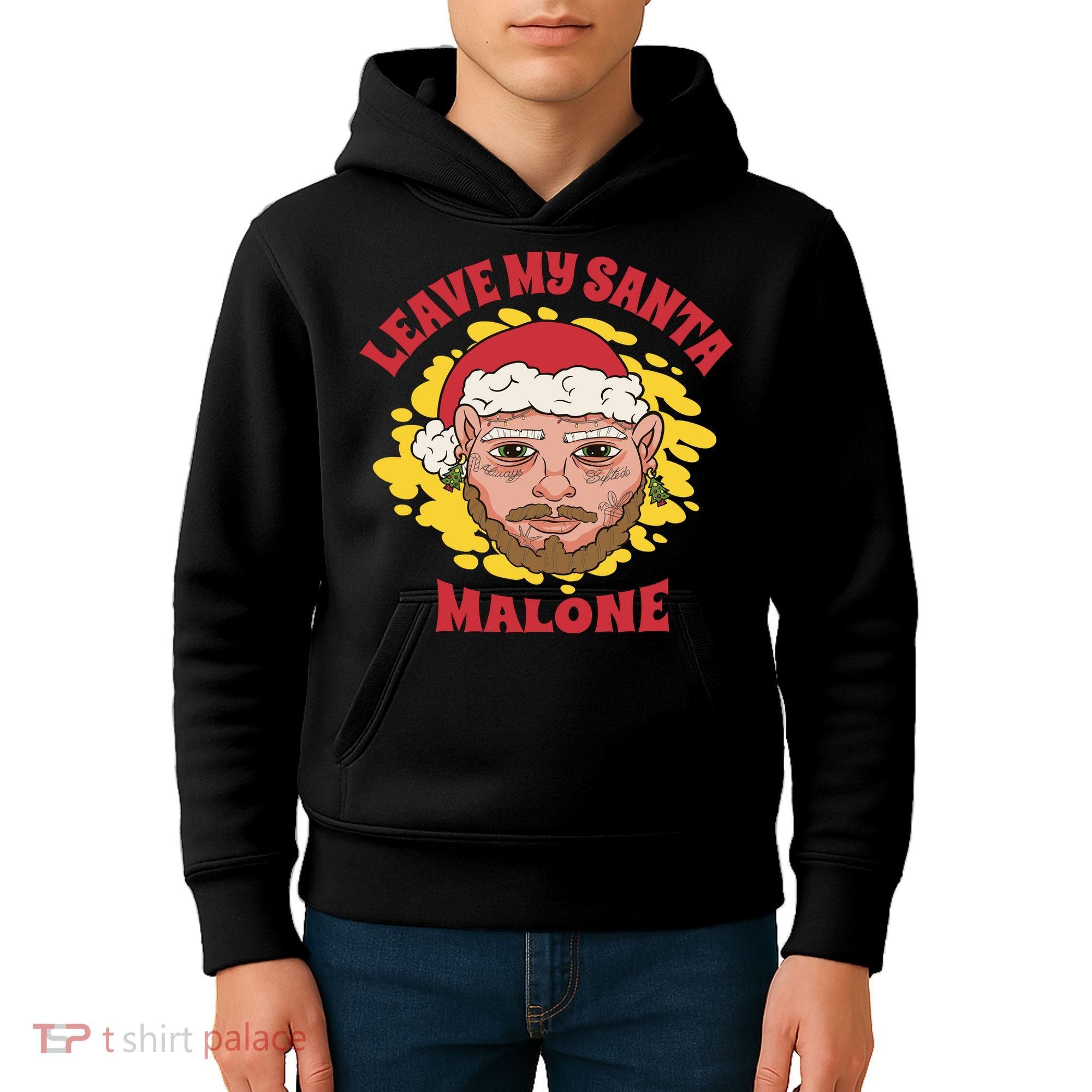 Leave My Santa Malone Funny Christmas Kids Hoodie