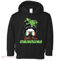 Little Miss Shenanigans Hair Bun St Patrick's Day Toddler Hoodie thumb 0