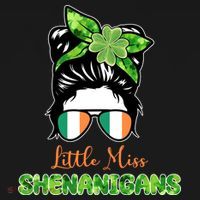 Little Miss Shenanigans Hair Bun St Patrick's Day Toddler Hoodie thumb 2