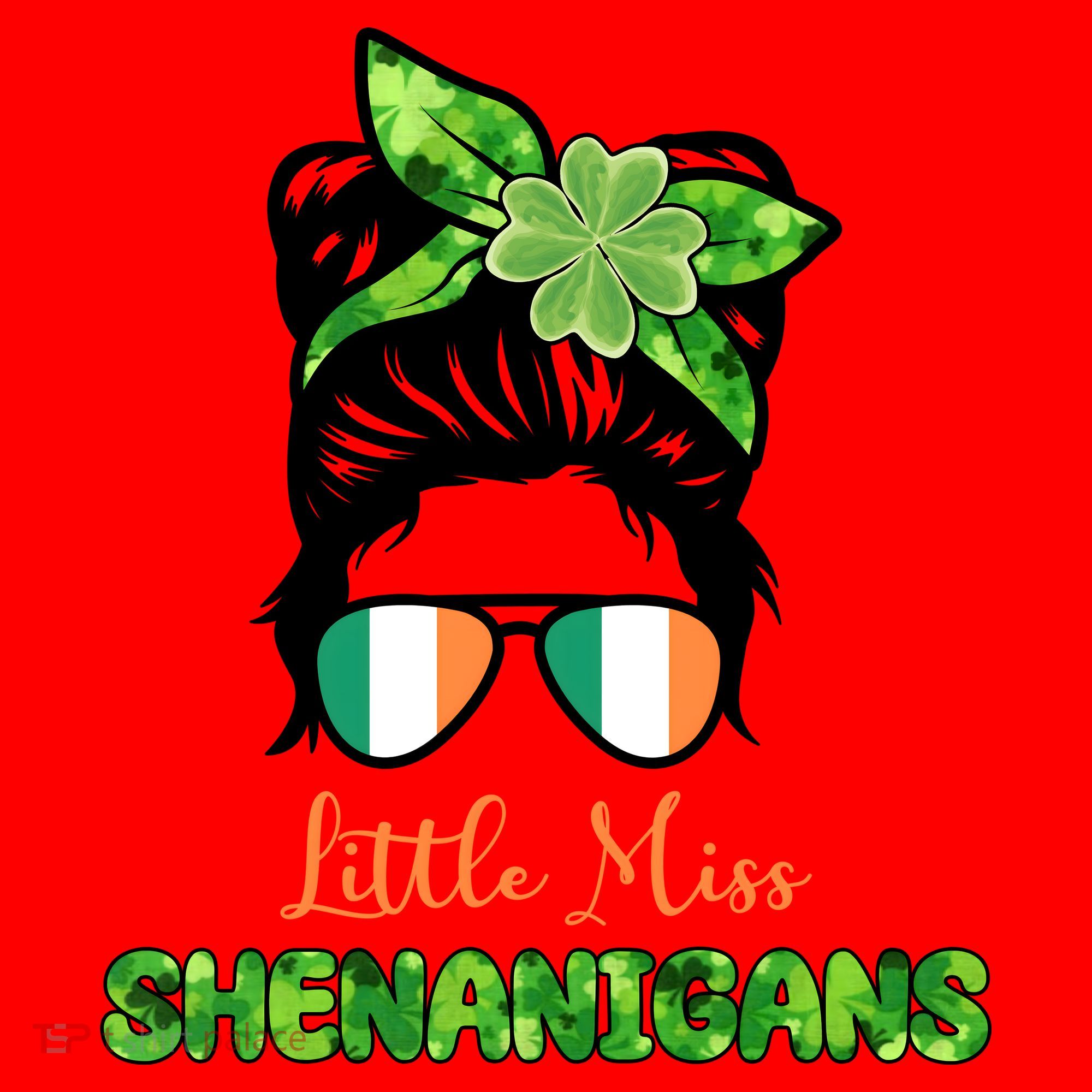 Little Miss Shenanigans Hair Bun St Patrick's Day Santa Hat