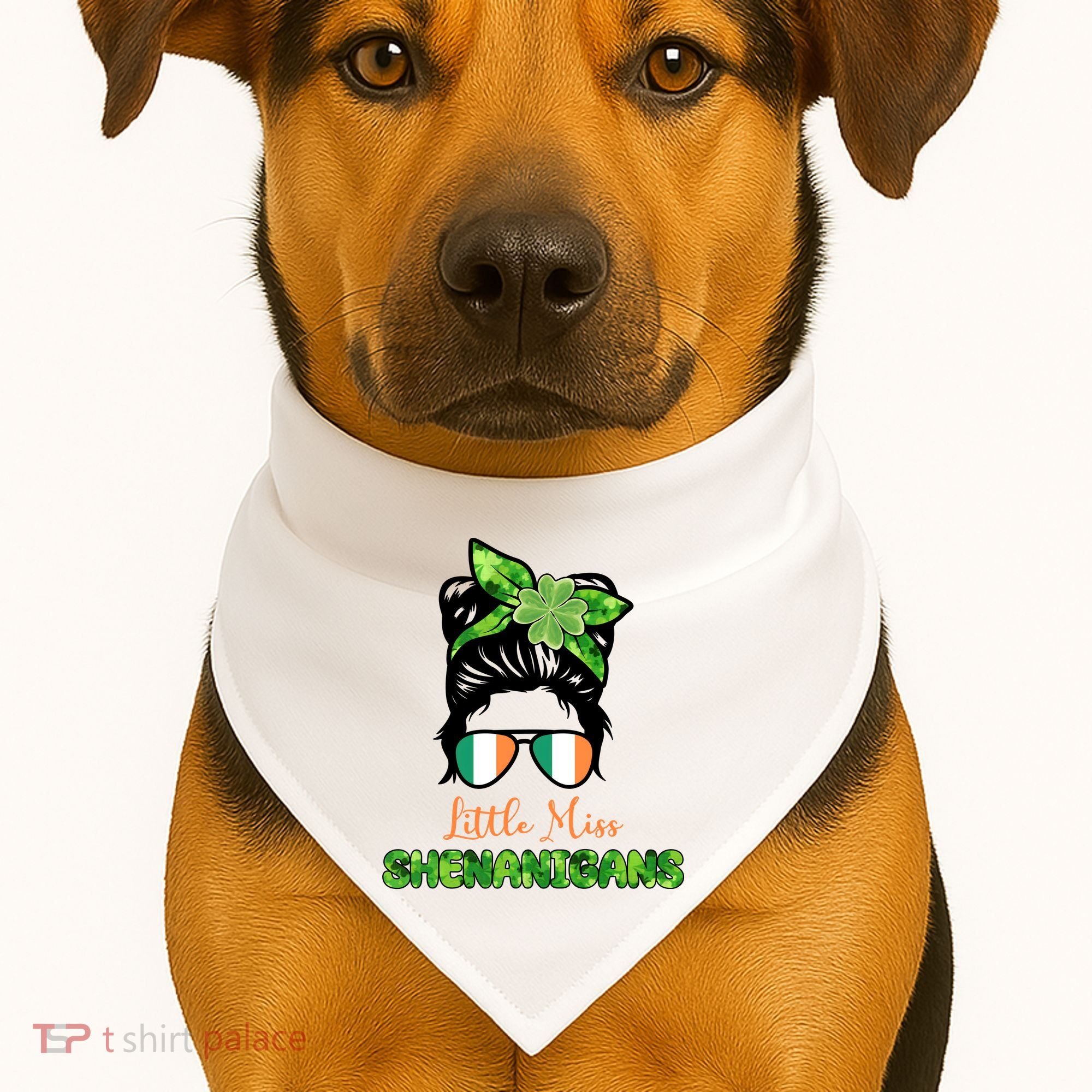 Little Miss Shenanigans Hair Bun St Patrick's Day USA-Made Doggie Bandana