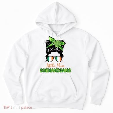 Little Miss Shenanigans Hair Bun St Patrick's Day Hoodie