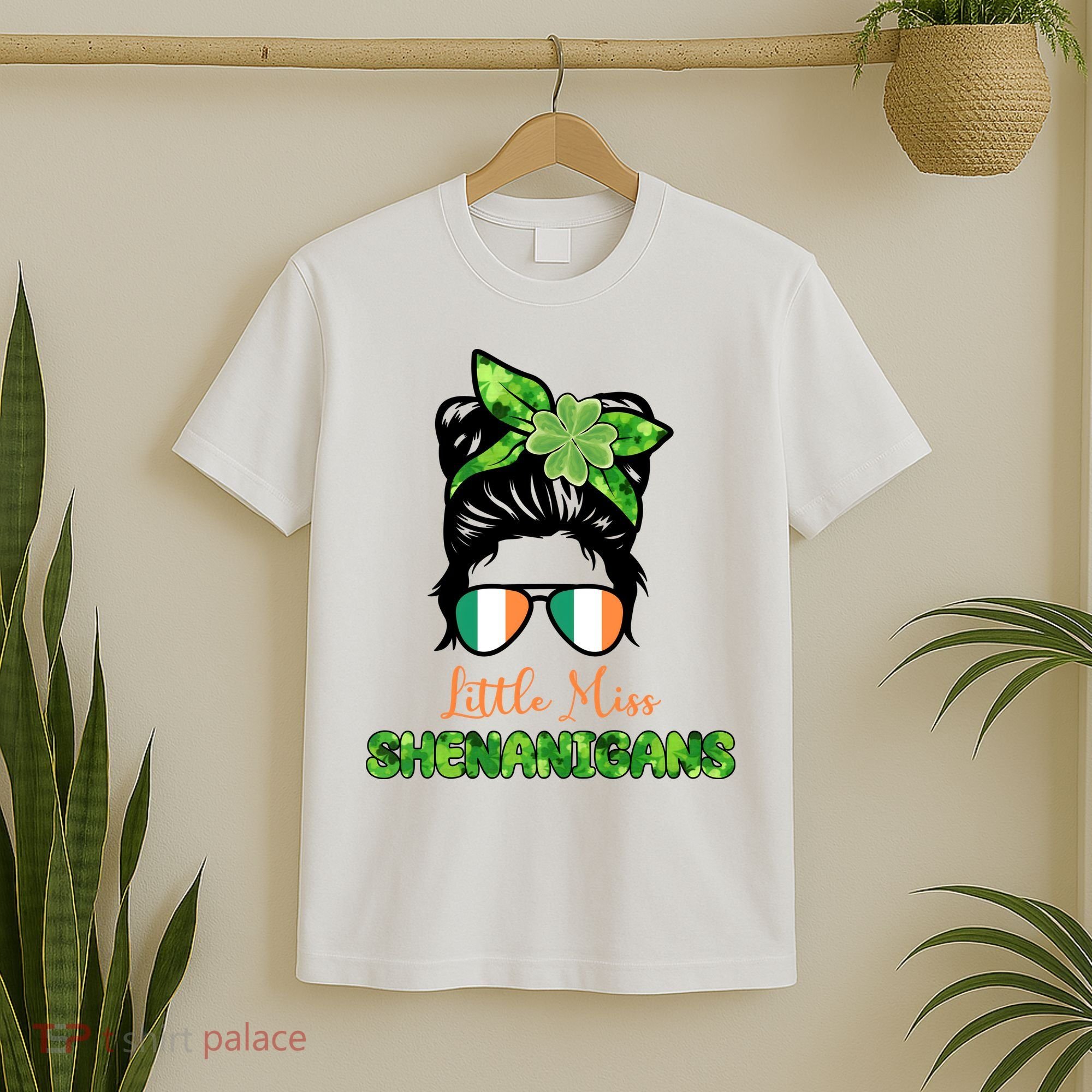 Little Miss Shenanigans Hair Bun St Patrick's Day T-Shirt