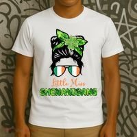 Little Miss Shenanigans Hair Bun St Patrick's Day T-Shirt thumb 3