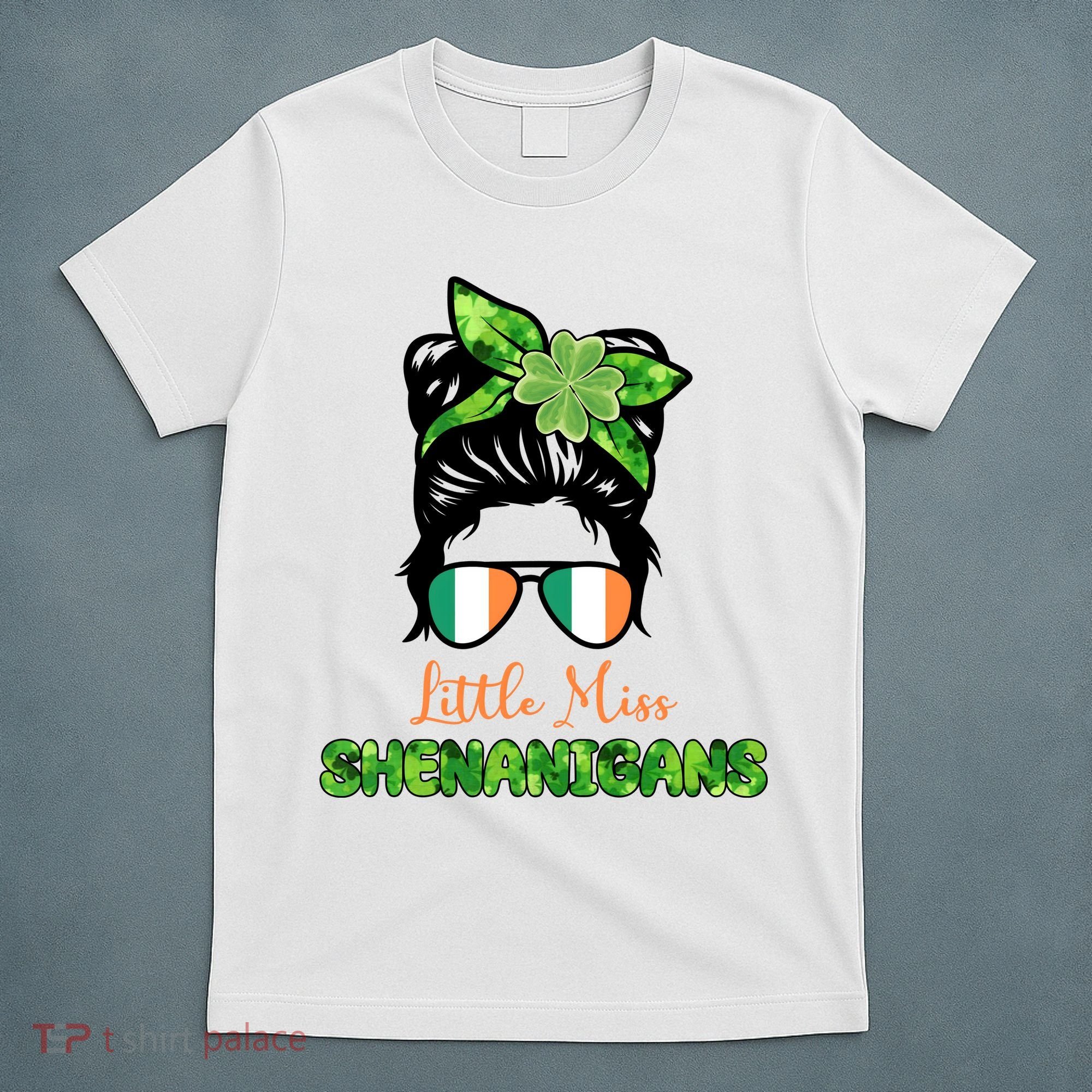 Little Miss Shenanigans Hair Bun St Patrick's Day T-Shirt