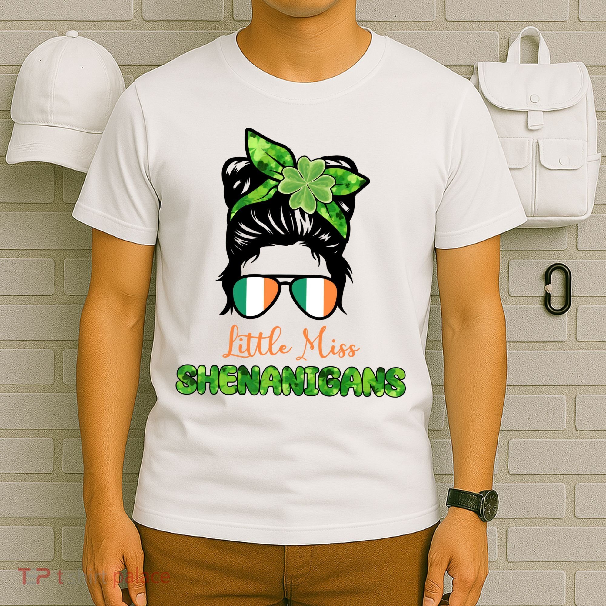 Little Miss Shenanigans Hair Bun St Patrick's Day T-Shirt