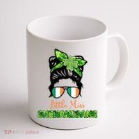 Little Miss Shenanigans Hair Bun St Patrick's Day Coffee Mug thumb 1